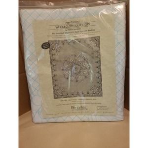 Garden Beauty Pre-Printed Wholecloth Quilt Top Kit Benartex Welsh Beauty white